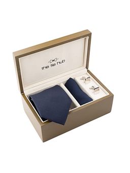 The Tie Hub - Solid Navy Blue Premium Neck Tie Combo Set
