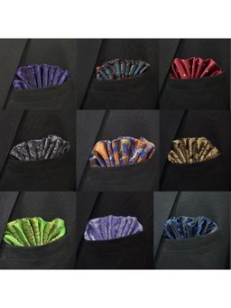 The Tie Hub - Microfiber Pocket Square for Men (Pack of 9)