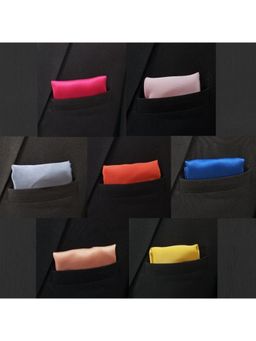 The Tie Hub - Poly Silk Pocket Square for Men (Pack of 7)