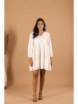 Jiraazi - Pearl White Cotton Dress