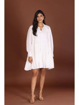 Jiraazi - White Seashell Mulmul Dress