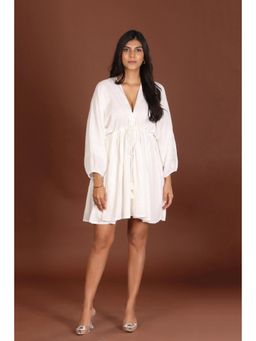 Jiraazi - White Coastal Lurex Crepe Dress