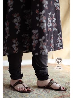 The Indian Ethnic Co. - Brown Solid Slub Cotton Churidar