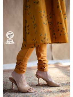 The Indian Ethnic Co. - Mustard Solid Slub Cotton Churidar