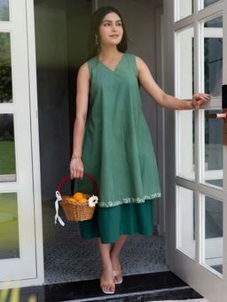 October - Moss & Mint Handpainted Layered Cotton Dress
