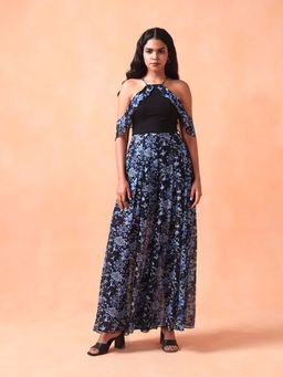 Shetab Kazmi - Navy Blue Midnight Garden Jumpsuit