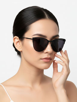 HASHTAG EYEWEAR - Black UV Protection Cat Eye Full Rim Casual Women Sunglass - B80-681-black (41)