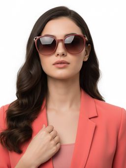HASHTAG EYEWEAR - Red UV Protection Round Full Rim Casual Women Sunglass - G-15077-red (50)