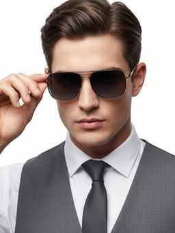 HASHTAG EYEWEAR - Black UV Protection Square Full Rim Casual Unisex Sunglass - SGHT54-01-C6 (45)