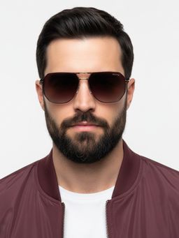 HASHTAG EYEWEAR - Brown UV Protection Hexagonal Full Rim Casual Unisex Sunglass - SGHT54-07-C3 (46)