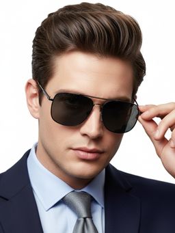 HASHTAG EYEWEAR - Unisex Full Rim Polarized & 100 UV Protected Navigator Grey Lens Sunglasses (59)