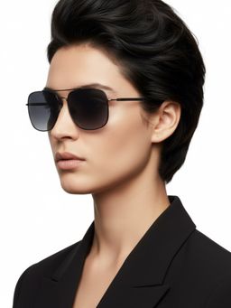 HASHTAG EYEWEAR - Unisex Full Rim Polarized & 100 UV Protected Square Grey Lens Sunglasses (59)