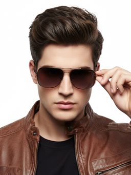 HASHTAG EYEWEAR - Unisex Full Rim Polarized & 100 UV Protected Navigator Brown Lens Sunglasses (59)