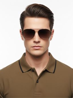 HASHTAG EYEWEAR - Unisex Full Rim Polarized & 100 UV Protected Aviator Brown Lens Sunglasses (58)