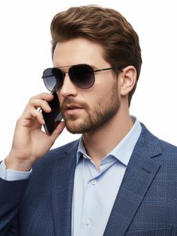 HASHTAG EYEWEAR - Unisex Full Rim Polarized & 100 UV Protected Aviator Grey Lens Sunglasses (59)