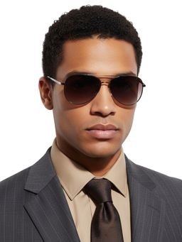 HASHTAG EYEWEAR - Unisex Full Rim Polarized & 100 UV Protected Aviator Brown Lens Sunglasses (59)