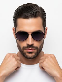 HASHTAG EYEWEAR - Unisex Full Rim Polarized & 100 UV Protected Aviator Blue Lens Sunglasses (59)