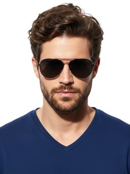 HASHTAG EYEWEAR - Unisex Full Rim Polarized & 100 UV Protected Aviator Grey Lens Sunglasses (59)