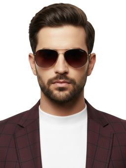 HASHTAG EYEWEAR - Unisex Full Rim Polarized & 100 UV Protected Aviator Brown Lens Sunglasses (59)