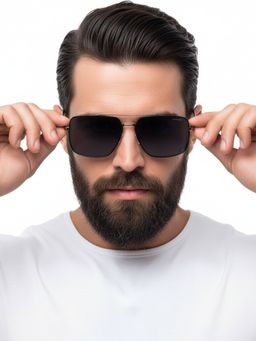 HASHTAG EYEWEAR - Unisex Full Rim Polarized & 100 UV Protected Navigator Grey Lens Sunglasses (59)