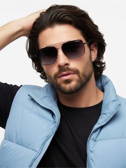 HASHTAG EYEWEAR - Unisex Full Rim Polarized & 100 UV Protected Aviator Blue Lens Sunglasses (59)