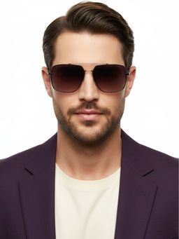 HASHTAG EYEWEAR - Unisex Full Rim Polarized & 100 UV Protected Aviator Brown Lens Sunglasses (59)