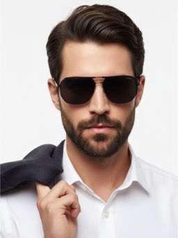 HASHTAG EYEWEAR - Unisex Full Rim Polarized & 100 UV Protected Navigator Grey Lens Sunglasses (58)