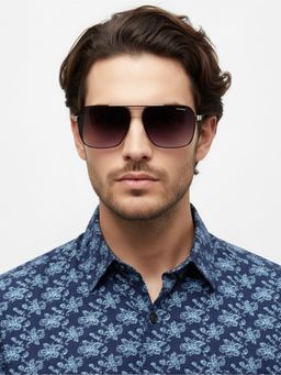 HASHTAG EYEWEAR - Unisex Full Rim Polarized & 100 UV Protected Navigator Grey Lens Sunglasses (57)