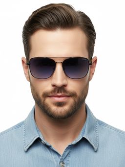 HASHTAG EYEWEAR - Unisex Full Rim Polarized & 100 UV Protected Rectangle Blue Lens Sunglasses (59)