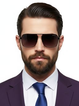 HASHTAG EYEWEAR - Unisex Full Rim Polarized & 100 UV Protected Navigator Grey Lens Sunglasses (59)