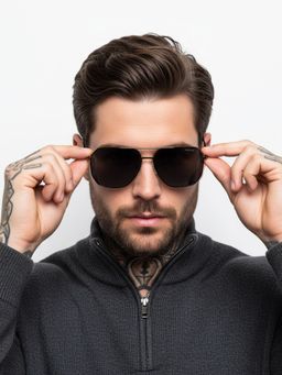 HASHTAG EYEWEAR - Unisex Full Rim Polarized & 100 UV Protected Navigator Grey Lens Sunglasses (60)