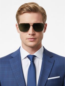 HASHTAG EYEWEAR - Unisex Full Rim Polarized & 100 UV Protected Irregular Green Lens Sunglasses (60)