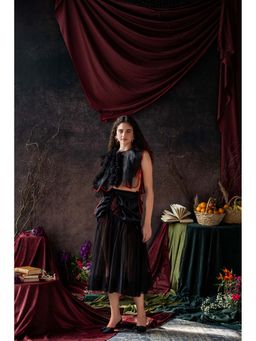 TheRealB - Sheer Organza & Mesh Ruffle Crop Top