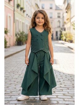 Peekaaboo Kids - Girls Green Solid Co-Ord Set