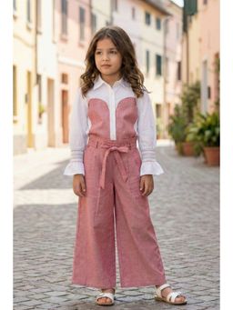 Peekaaboo Kids - Girls Pink-White Co-Ord Set
