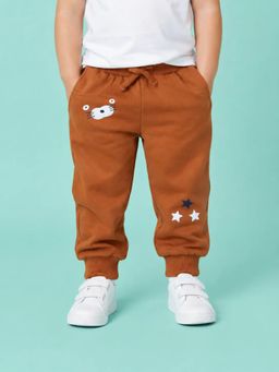 Bloom Up - Boys Brown Graphic Printed Joggers