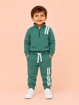 Bloom Up - Boys Green Stripes Stylish Co-Ord Set