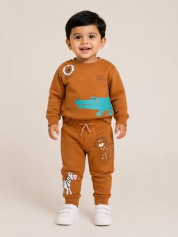 Bloom Up - Unisex Brown Club Safari Graphic Printed Co-Ord Set