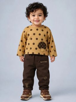 Bloom Up - Boys Brown Polka Dot T-shirt with Pant