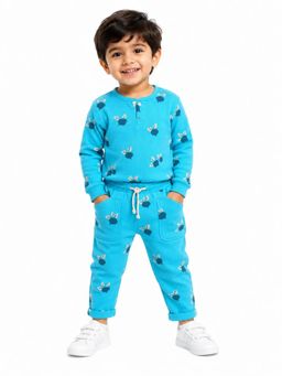 Bloom Up - Unisex Sky Blue Printed Co-Ord Set