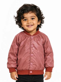 Bloom Up - Girls Mauve Satin Bomber Jacket