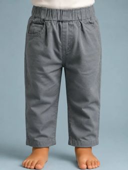 Bloom Up - Boys Grey Solid Elastic Trouser