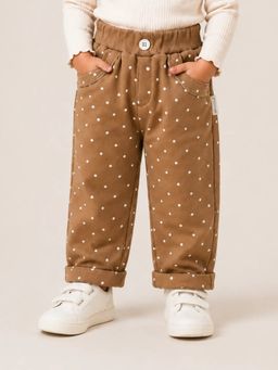 Bloom Up - Girls Brown Polka Dot Cotton Trouser