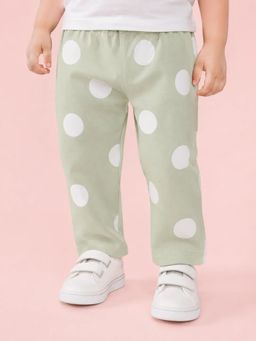 Bloom Up - Girls Sage Green Polka Dot Trouser