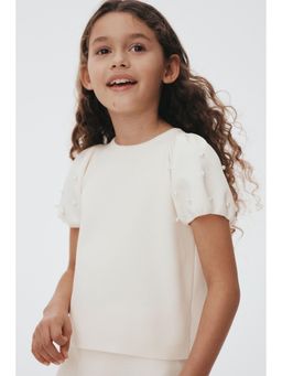 H&M - Girls White Bead-detail fine-knit top