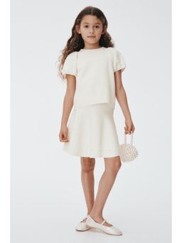 H&M - Girls White Bead-detail fine-knit skirt