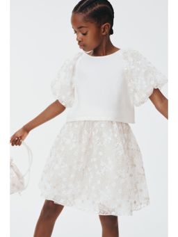 H&M - Girls White Embroidered tulle skirt