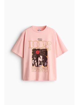 H&M - Women Pink Oversized print-motif T-shirt