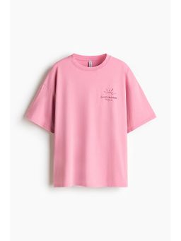 H&M - Women Pink Oversized print-motif T-shirt