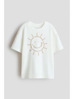 H&M - Boys White Print-motif cotton T-shirt